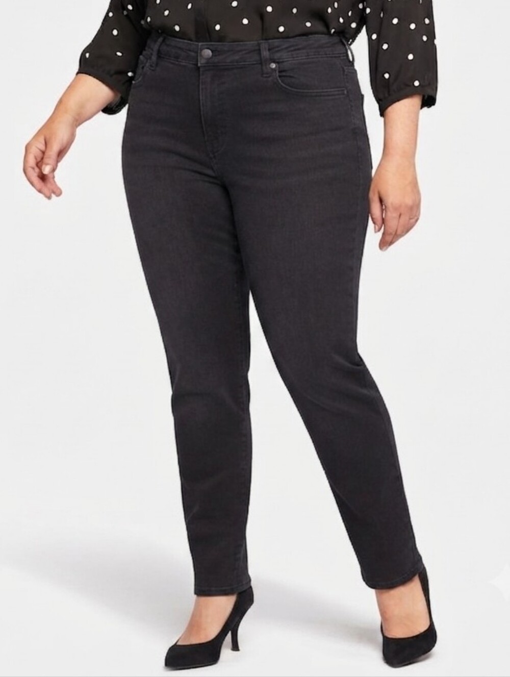 NYDJ Relaxed Slender Jeans Legend Wash Womens Size 12 Black Denim MSHB8620